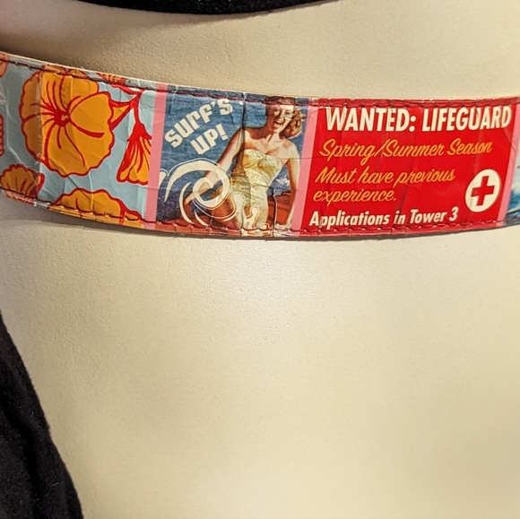 Rare, unique beach surfer Y2K vintage rockability plastic belt graphic art large - Picture 2 of 15